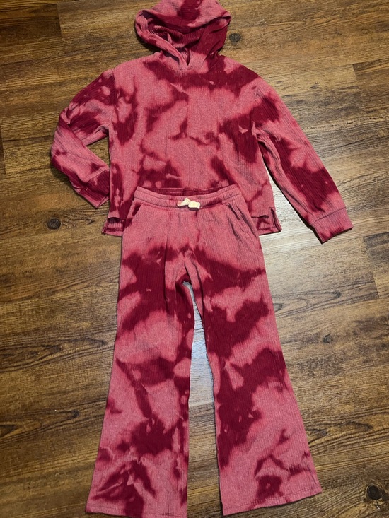 Cat & Jack Other - Cat & Jack Burgundy Tie Dye Ribbed Hoodie & Flare Pants Set Size M/L